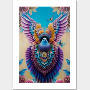 Floral Pigeon Posters and Art